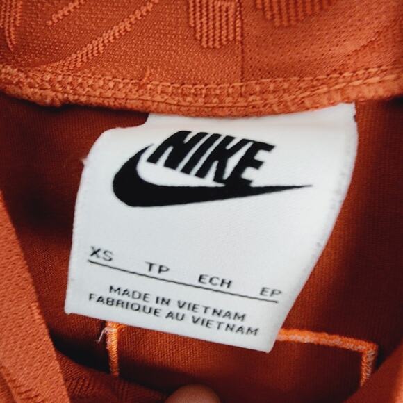 Nike Icon Clash Logo Print Mock-Neck Long Sleeve Top Terracotta Burnt Orange XS - Picture 10 of 12